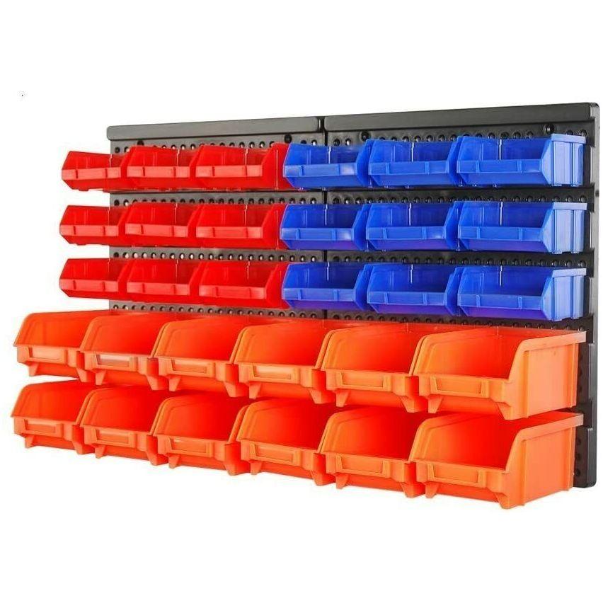 30 Bins Tool Storage Wall Mounted Organiser Parts Garage Workshop Box Heavy Duty