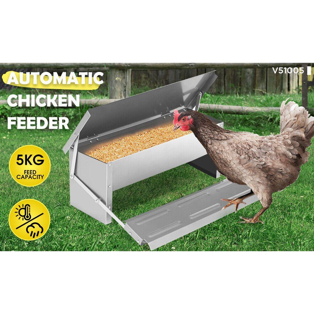 5KG 7.5L Garden Farm Automatic Food Storage Box Stand Chicken Feeder Poultry AU
