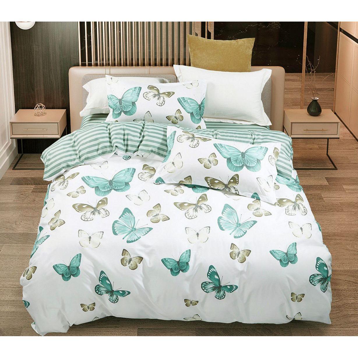 Fleur Butterfly Queen Size Quilt/Doona/Duvet Cover Set