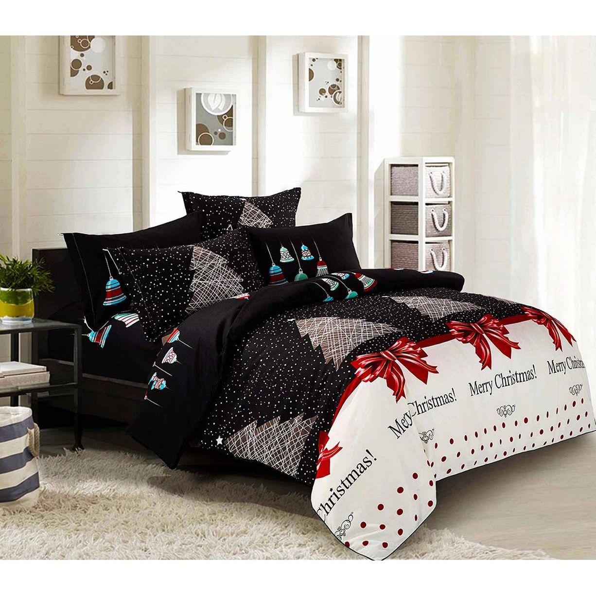Merry Super King Size Christmas Quilt/Doona/Duvet Cover Set