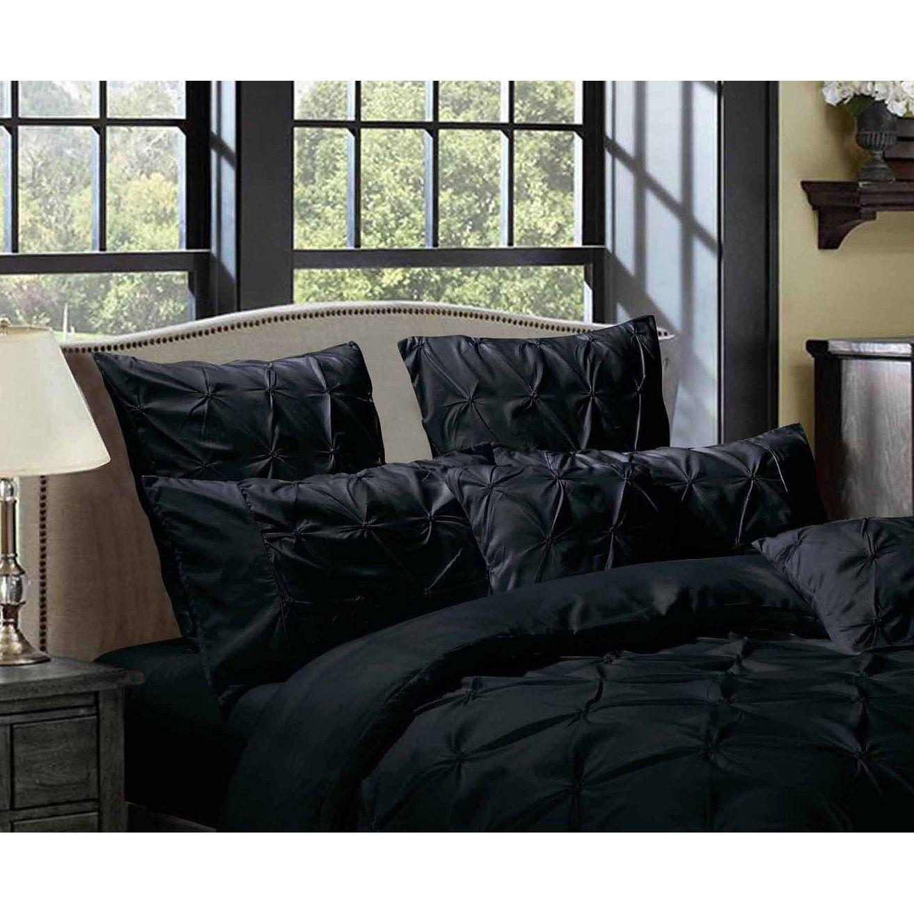 Diamond Pintuck Premium Ultra Soft Queen size Pillowcases 2-Pack -Black