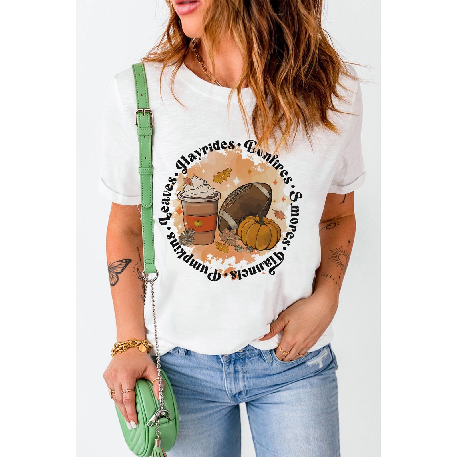 Azura Exchange Pumpkin Rugby Graphic Print Tee - L