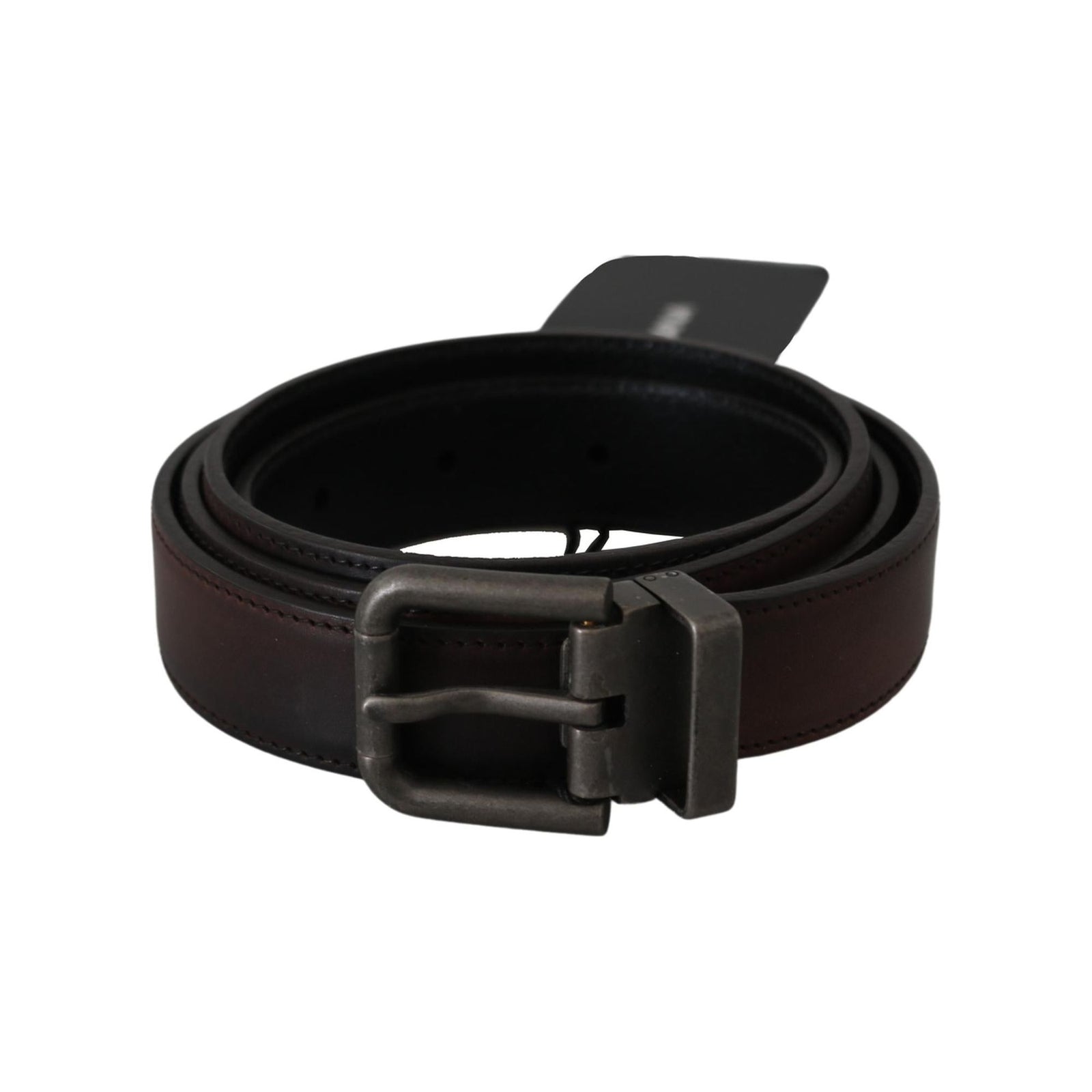 100% Authentic Dolce & Gabbana Leather Belt with Gray Buckle 115 cm Men