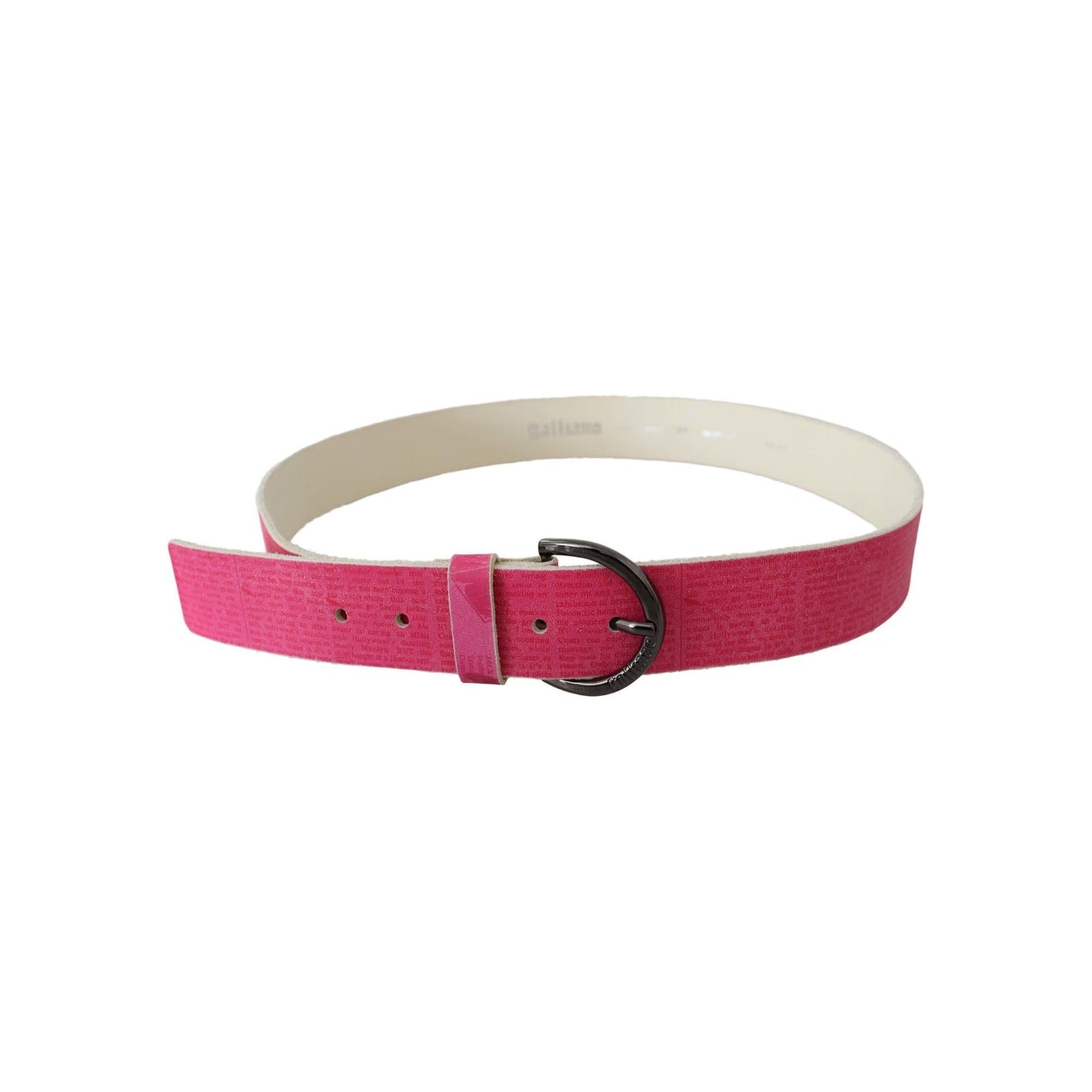 100% Authentic GALLIANO Pink Leather Fashion Belt with Black-tone Hardware 90 cm Women