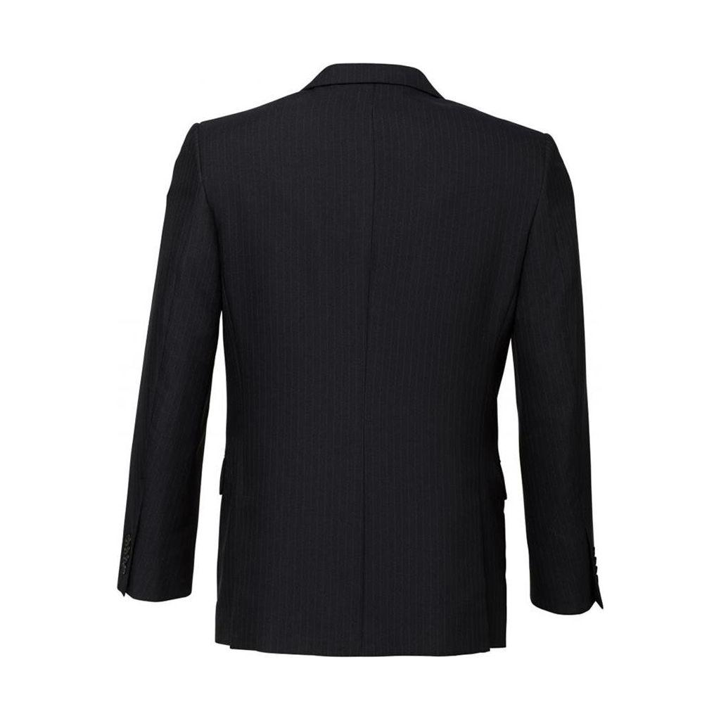 Mens Single Breasted 2 Button Suit Jacket Work Business - Pin Striped - Black - 107
