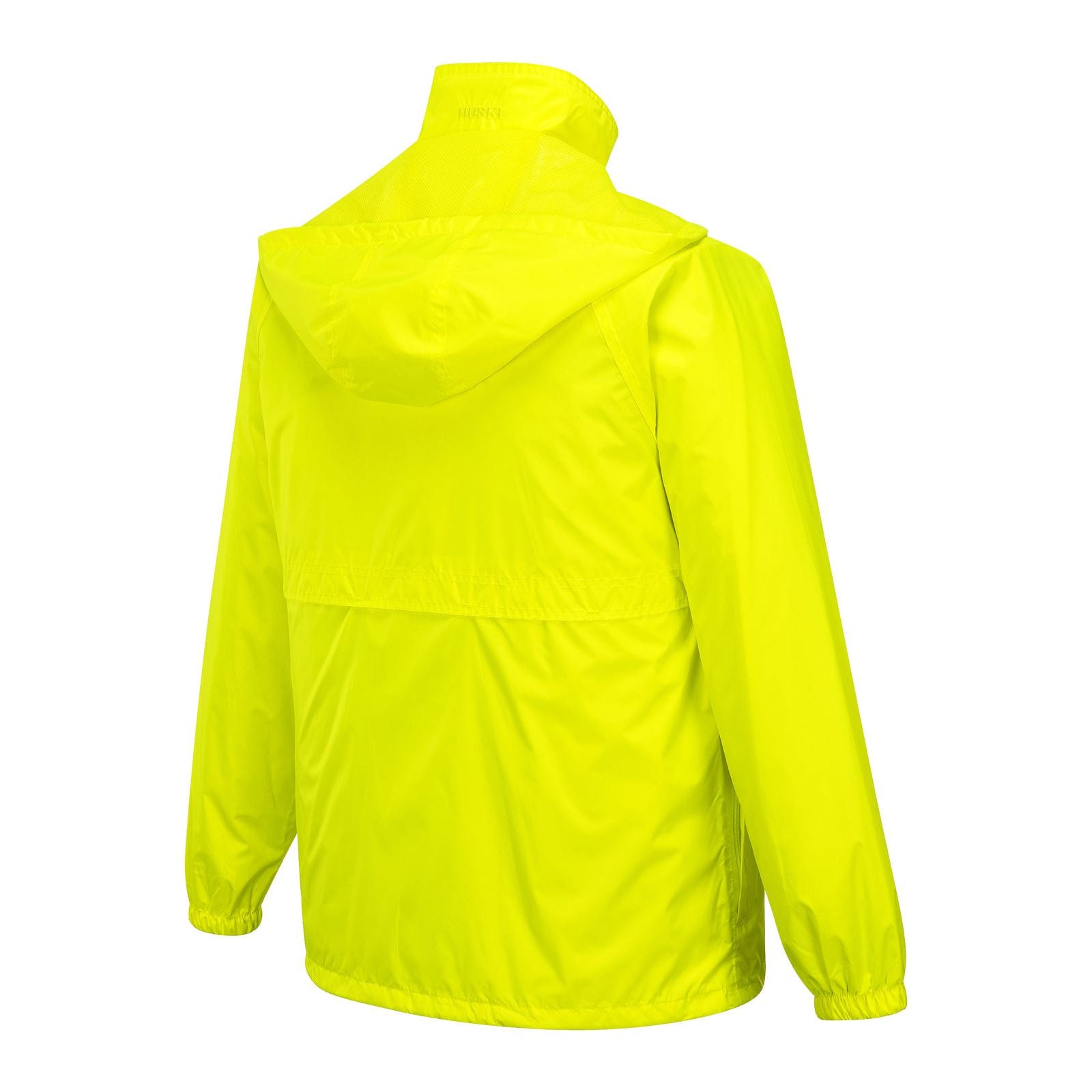 HUSKI STRATUS RAIN JACKET Waterproof Workwear Concealed Hood Windproof Packable - Yellow Fluro - S