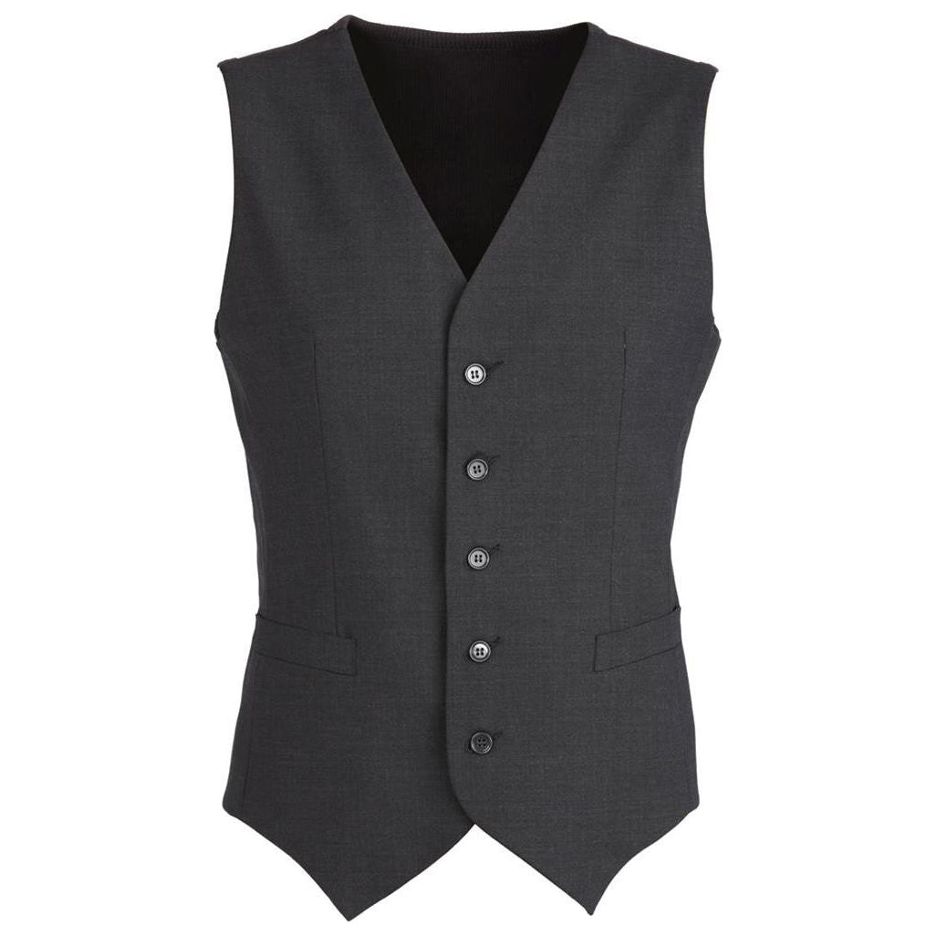 Mens Wool Blend Vest w/ Knitted Back Waistcoat Sleeveless Wool Blend - Charcoal - 127