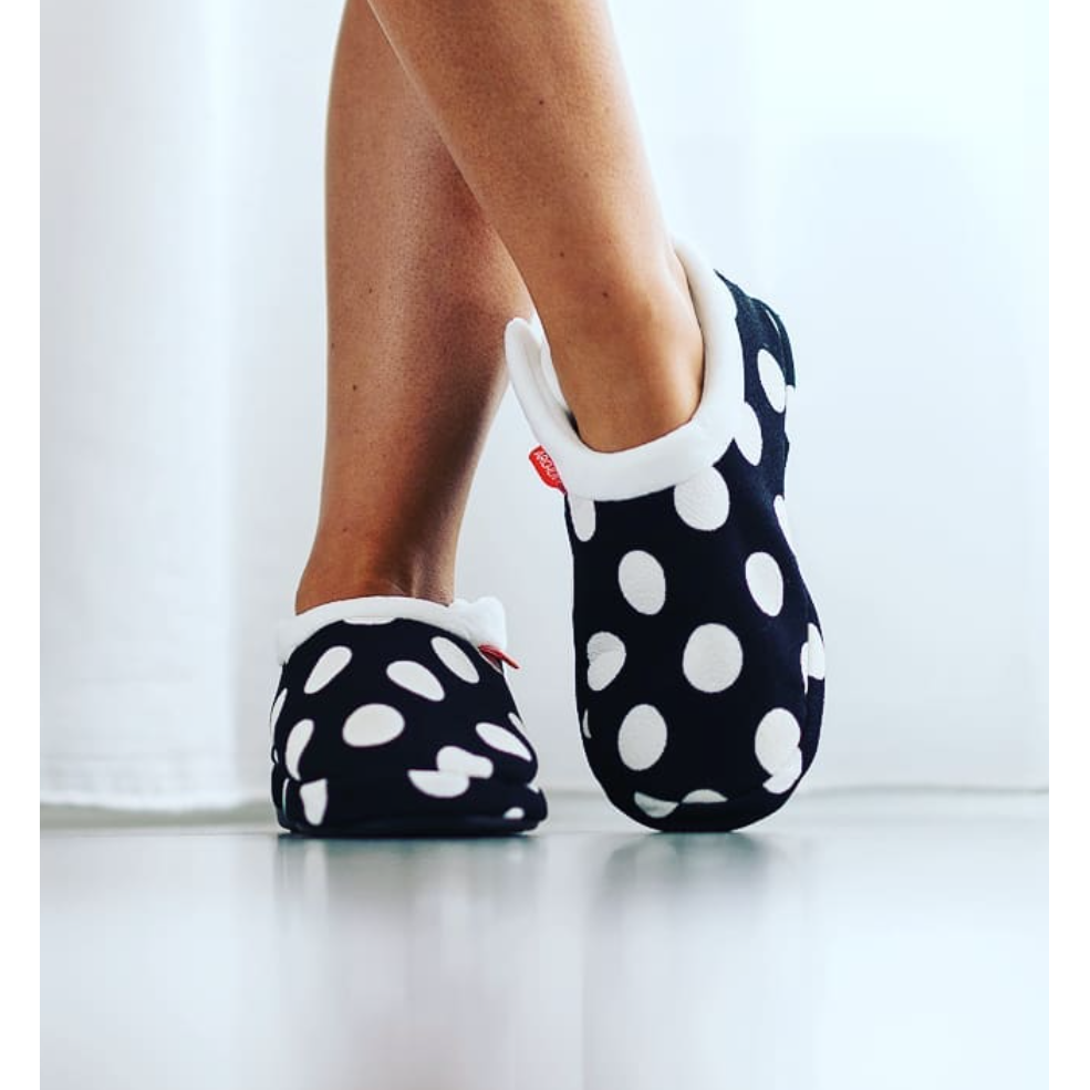 ARCHLINE Orthotic Slippers CLOSED Arch Scuffs Pain Moccasins Relief - Black/White Polka Dots - EUR 40 (Womens 9 US)