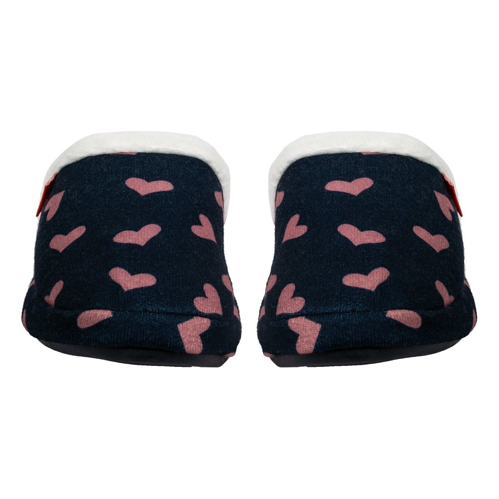 ARCHLINE Orthotic Slippers Slip On Scuffs Pain Relief Moccasins - Navy with Hearts - EUR 43 (Womens US 12)
