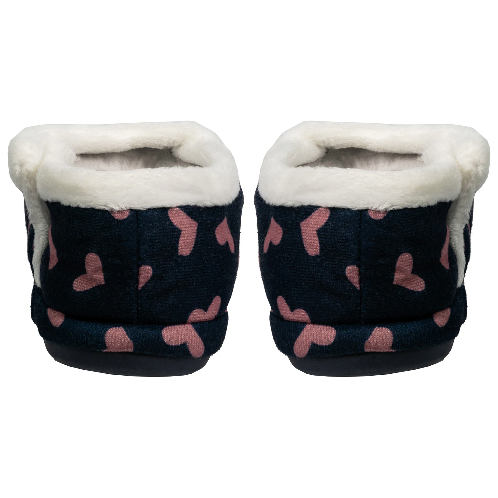 ARCHLINE Orthotic Slippers CLOSED Arch Scuffs Moccasins Pain Relief - Navy with Hearts - EUR40