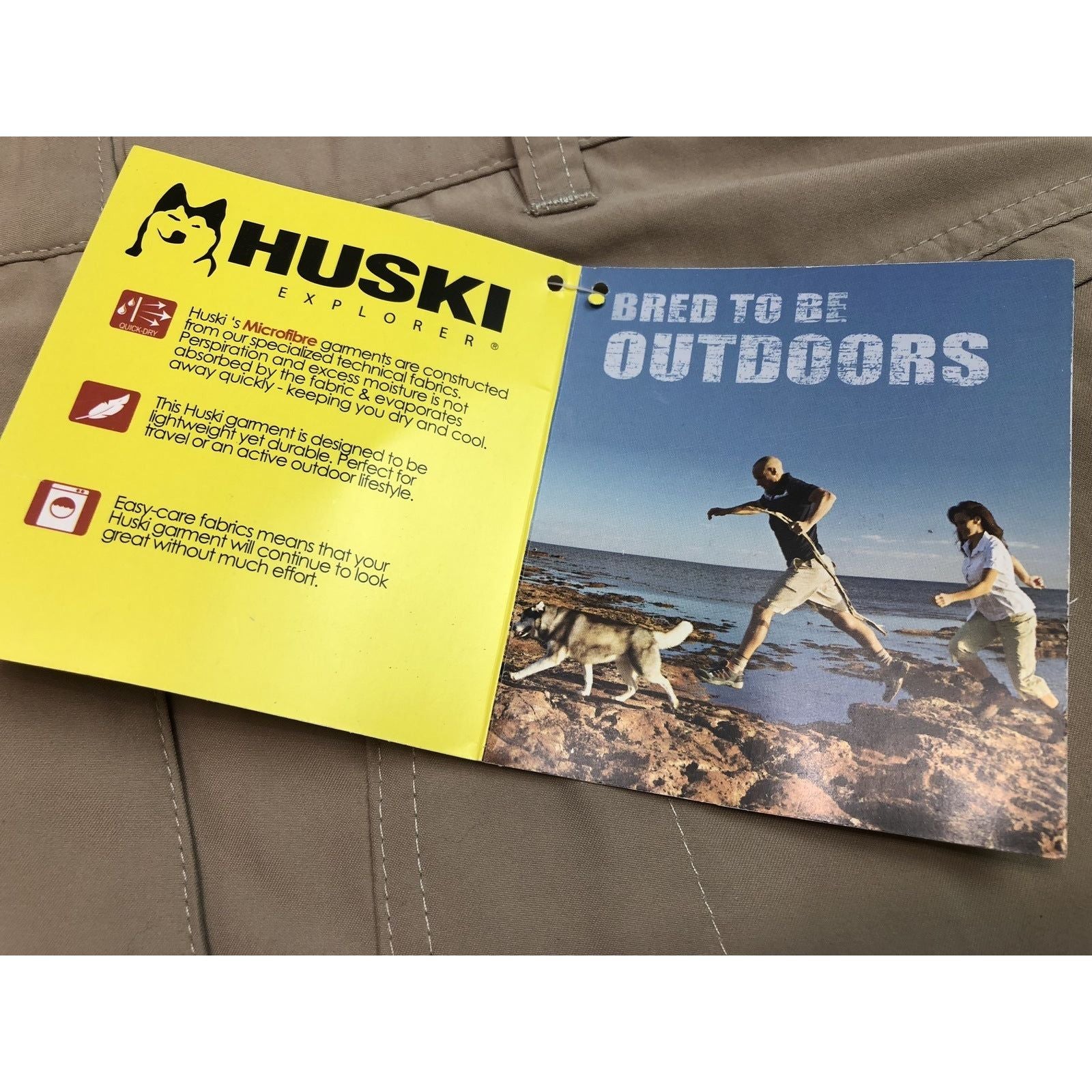 HUSKI Cargo Shorts Mens Cascade Microfibre Flexi Fit Short Army Military 515206 - Bone - XX-Large (102cm Waist)