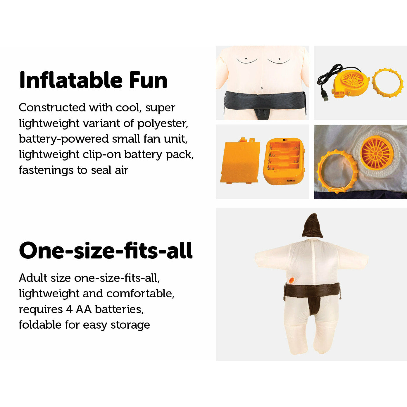 SUMO Fancy Dress Inflatable Suit -Fan Operated Costume