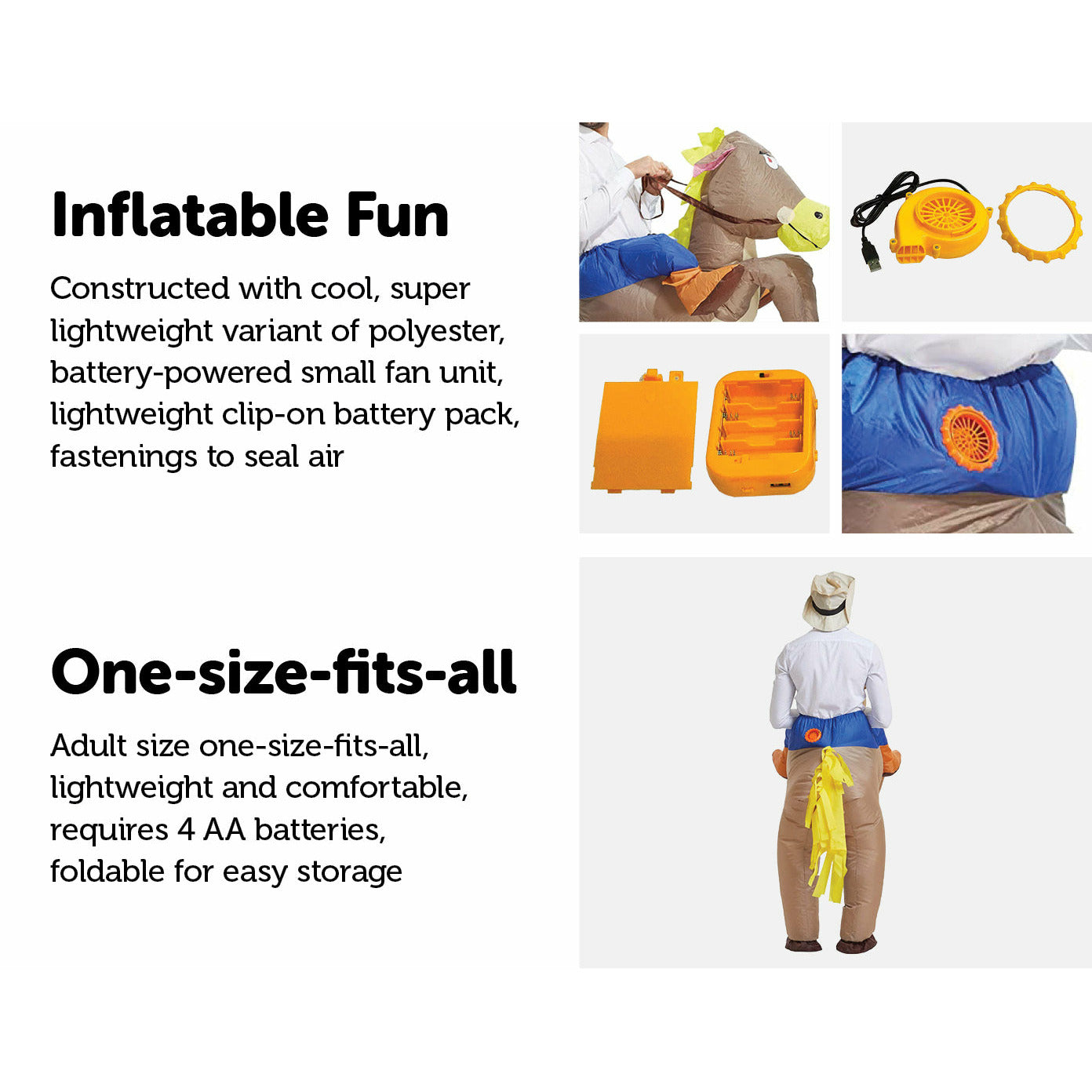 COWBOY Fancy Dress Inflatable Suit -Fan Operated Costume