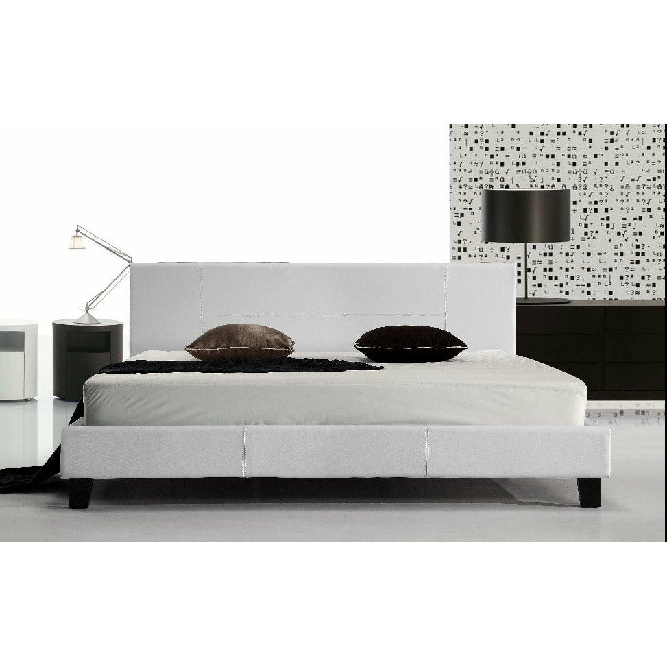 King PU Leather Bed Frame White