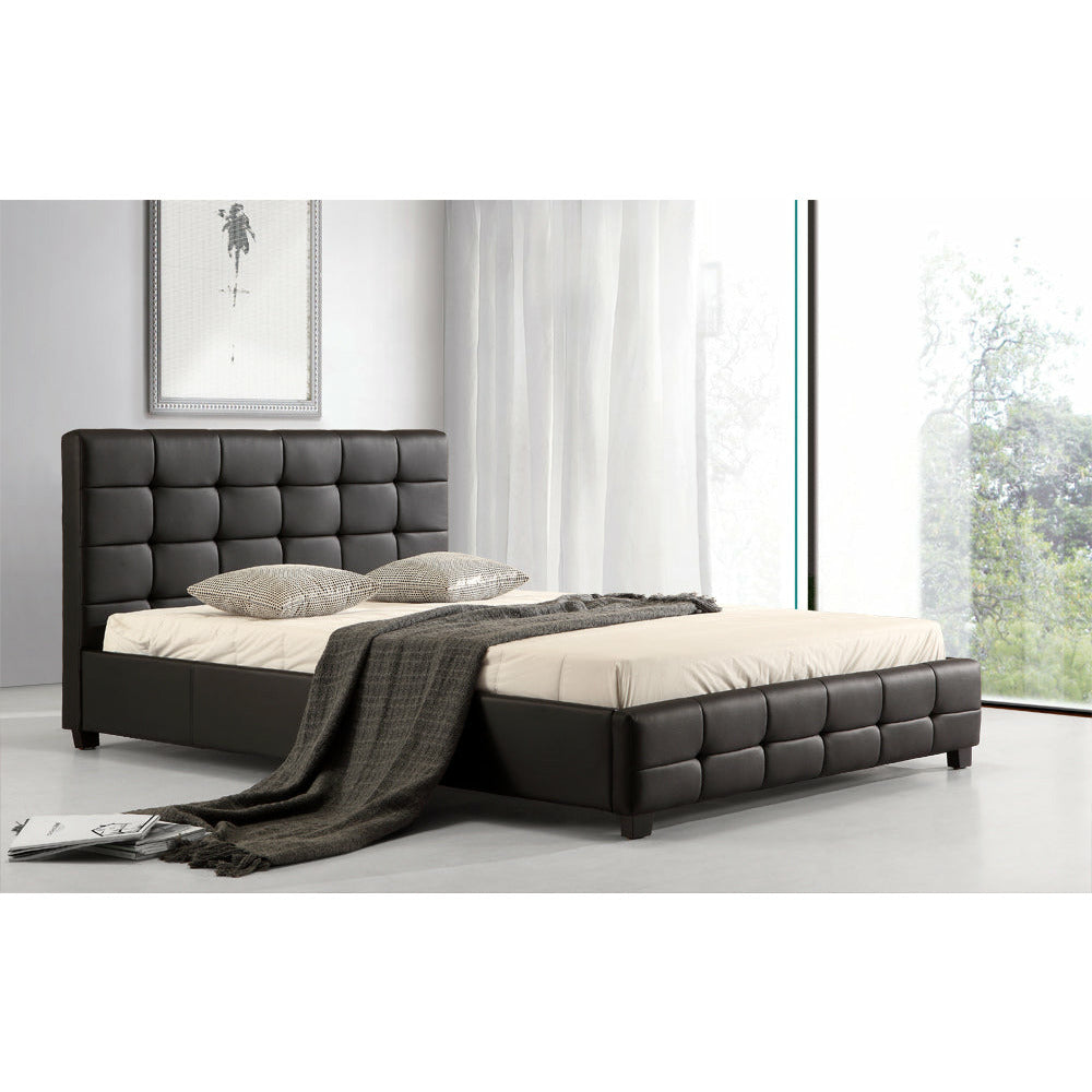 Double PU Leather Deluxe Bed Frame Black