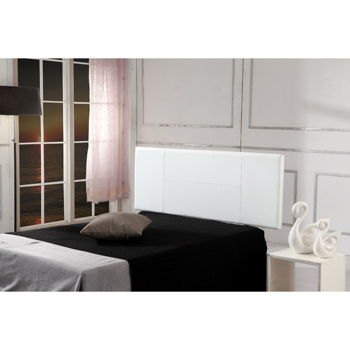 PU Leather Double Bed Headboard Bedhead - White