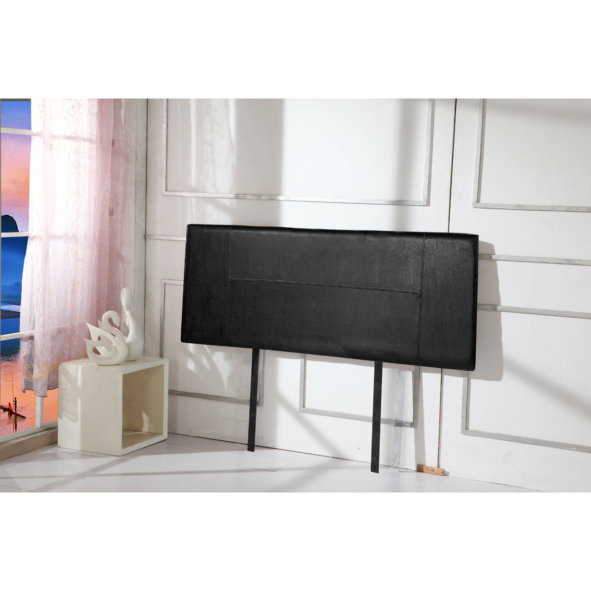 PU Leather Queen Bed Headboard Bedhead - Black