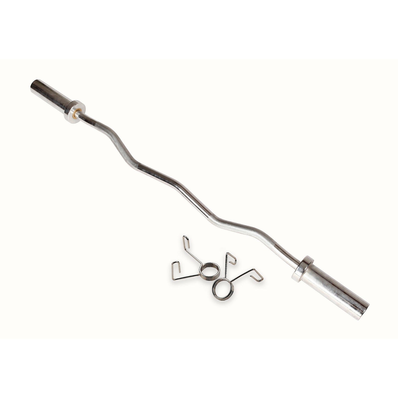 Chrome Olympic Curl Bar Barbell Heavy Duty EZ with Spring Collars