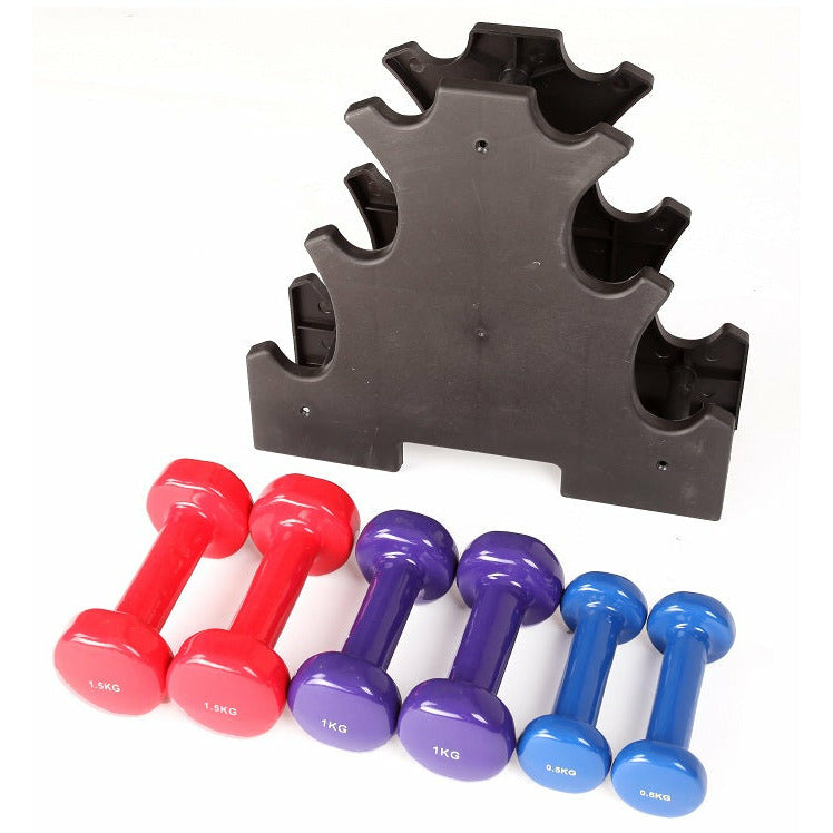 6-Piece Dumbbell Set with Rack