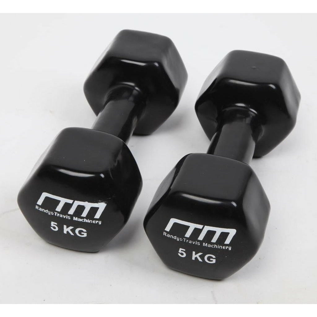 5kg Dumbbells Pair PVC Hand Weights Rubber Coated