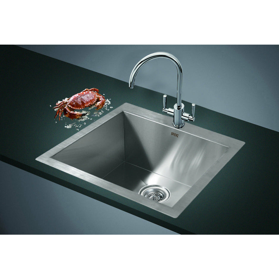 530x505mm Handmade Stainless Steel Topmount Kitchen Laundry Sink with Waste