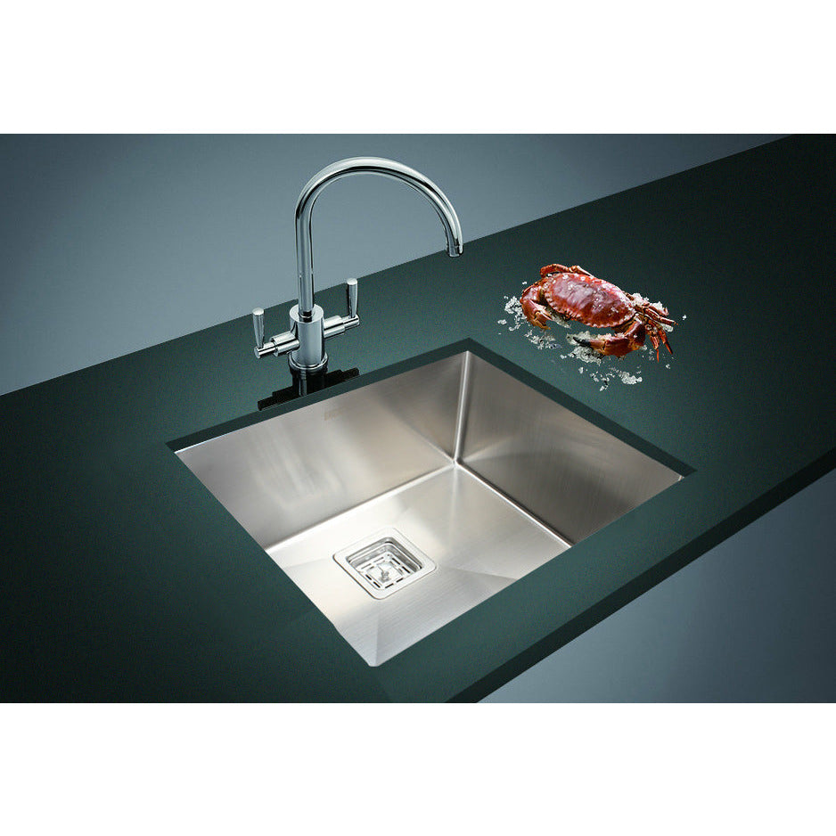 550x455mm Handmade 1.5mm Stainless Steel Undermount / Topmount Kitchen Sink with Square Waste