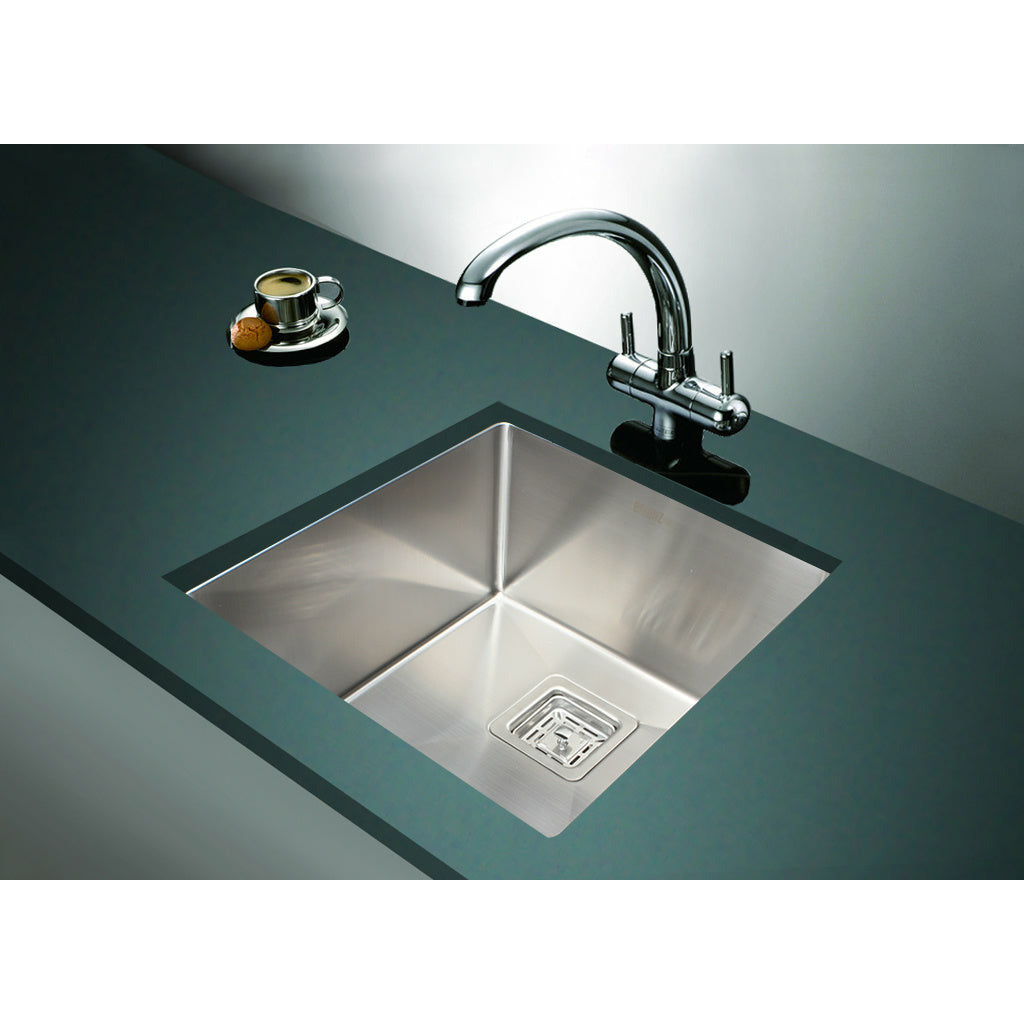 430x455mm Handmade 1.5mm Stainless Steel Undermount / Topmount Kitchen Sink with Square Waste