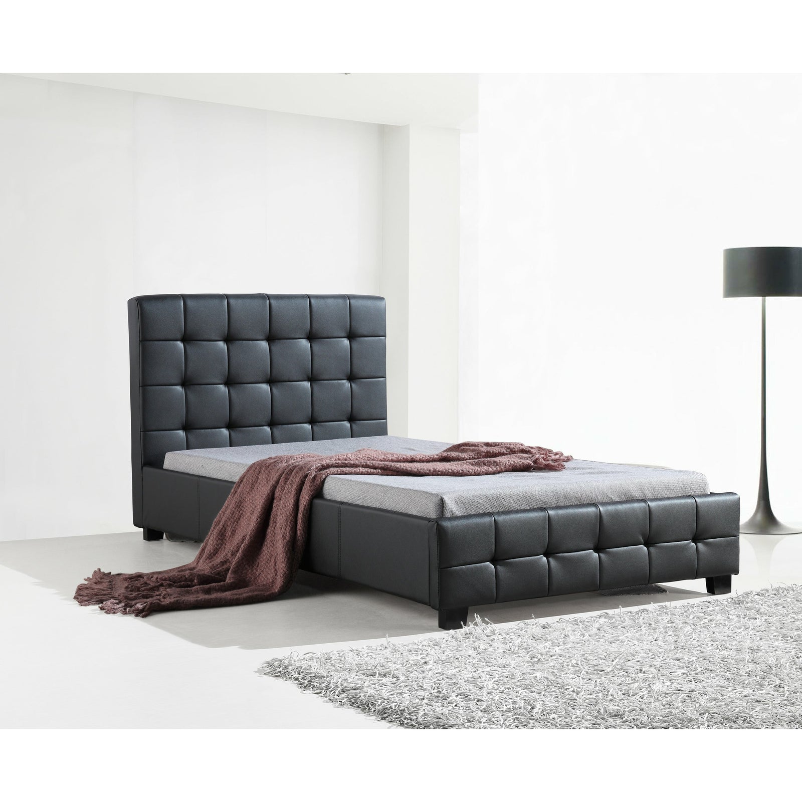 King Single PU Leather Deluxe Bed Frame Black