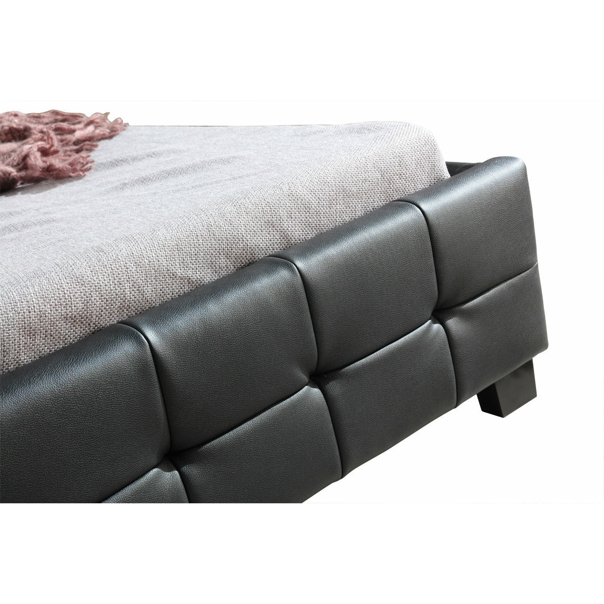 King Single PU Leather Deluxe Bed Frame Black