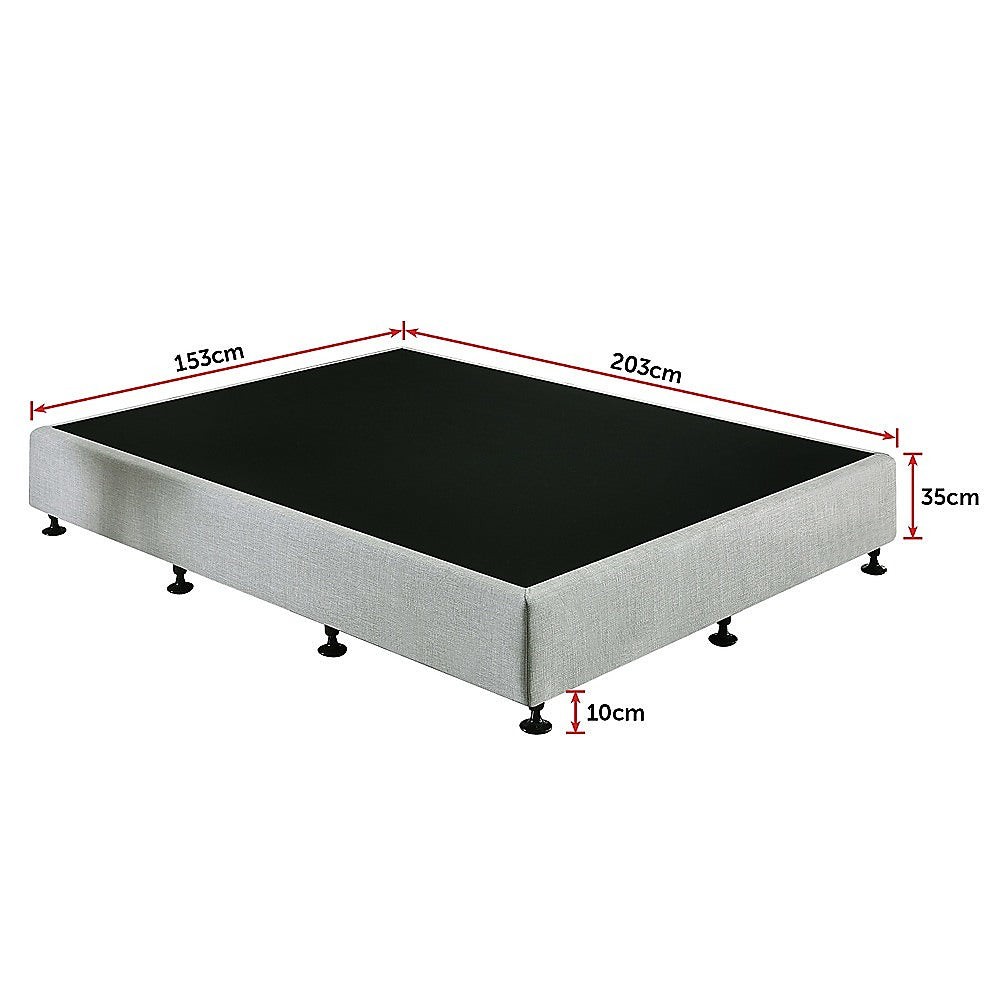 Palermo Queen Ensemble Bed Base Platinum Light Grey Linen Fabric