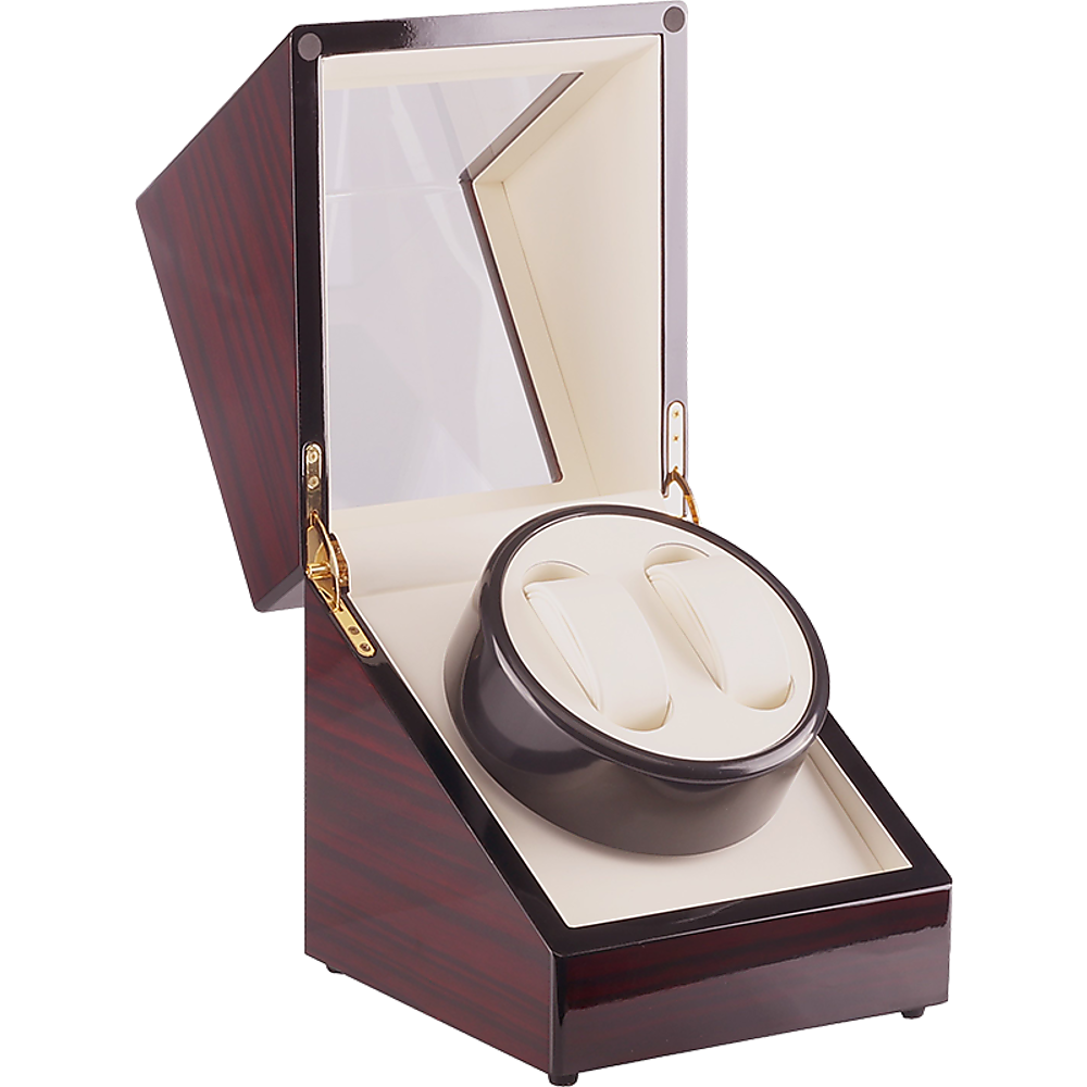 Automatic Dual Watch Winder Wood Display Box Case Motor Rotation Storage