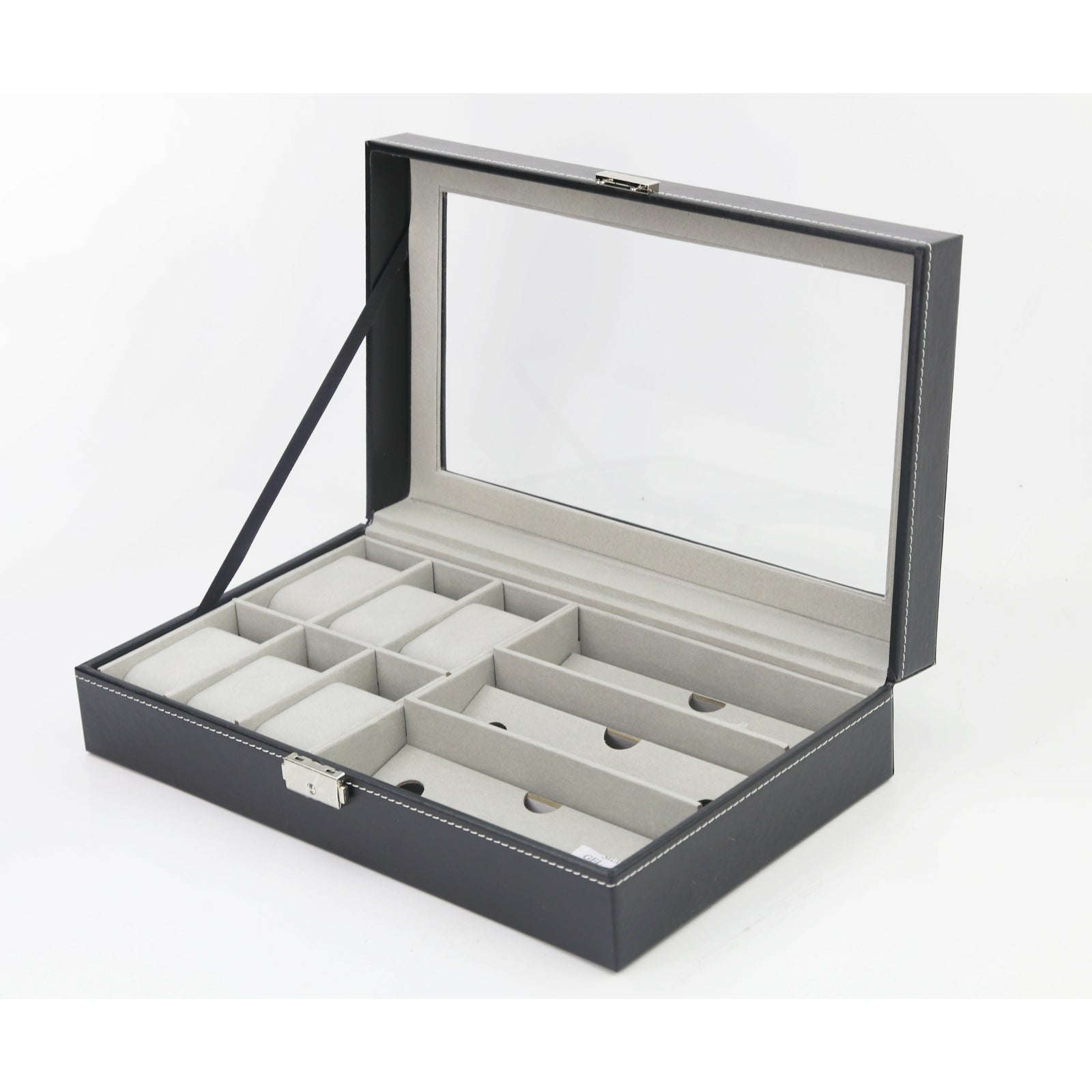 6+3 Grid Watch Sunglass Eyeglasses Display Box Case Storage Organizer PU Leather