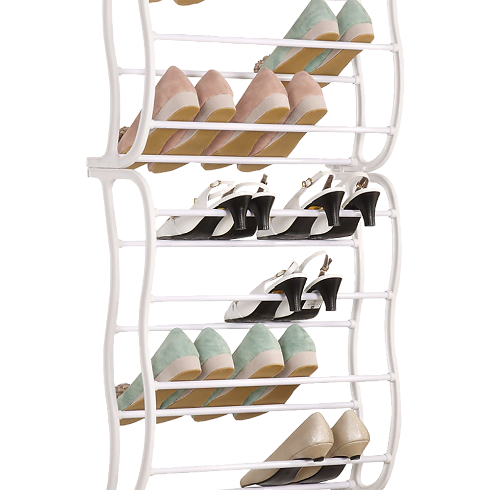 36 Pair Shoe Holder Organiser Over The Door Hanging Shelf Rack Storage Hook
