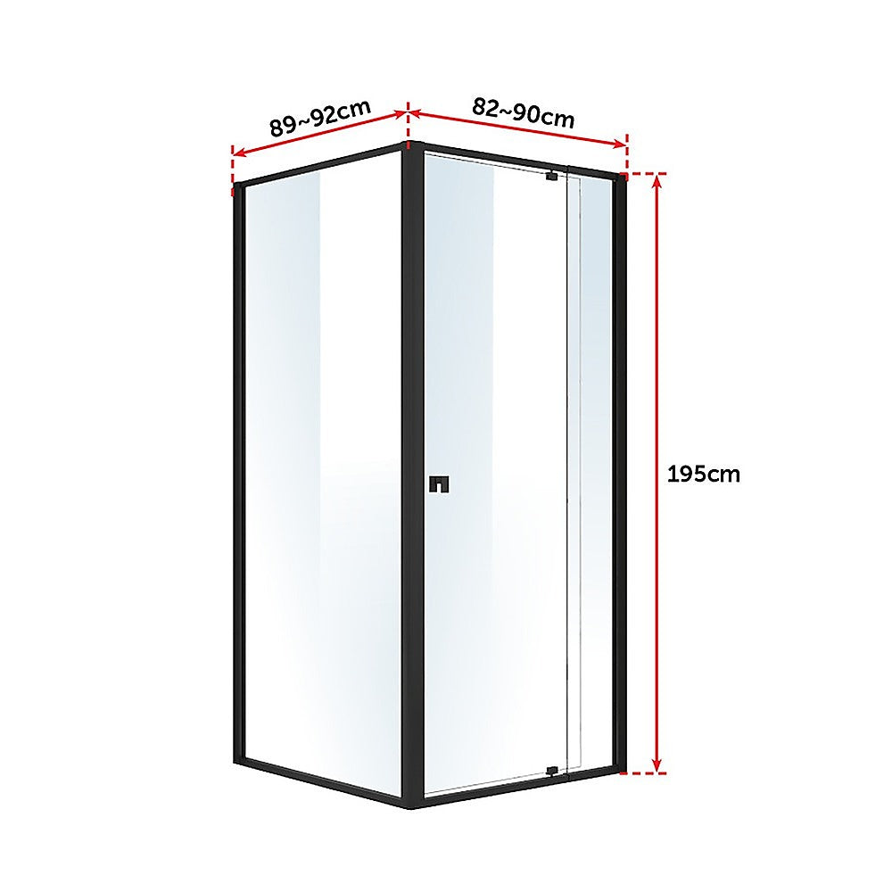 Semi Frameless Shower Screen (82~90)x 195cm & (89~92)x 195cm Side AS/NZS Glass