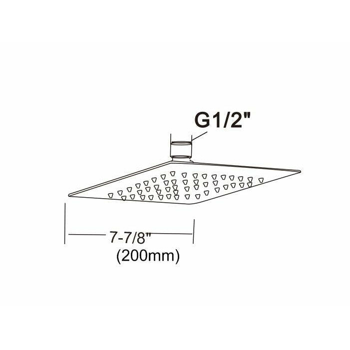 200mm Shower Head Square 304SS Polished Chrome Finish