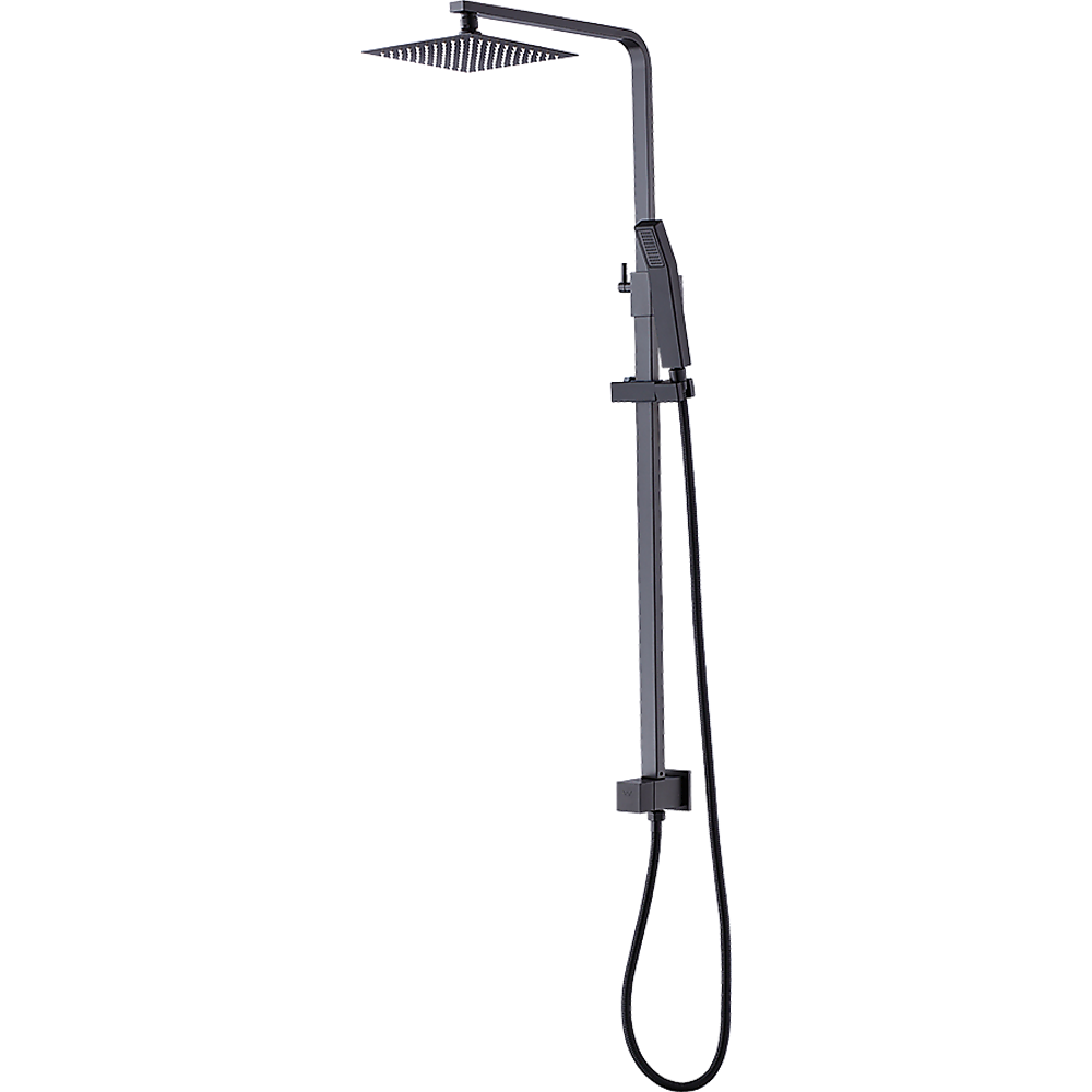 WELS 8" Rain Shower Head Set Square Dual Heads Faucet High Pressure Hand Held