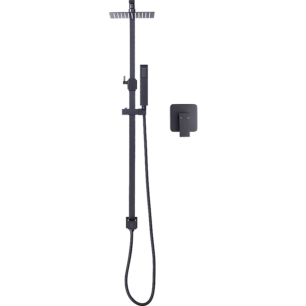 WELS 8" Rain Shower Head Set Square Dual Heads Faucet High Pressure With Mixer