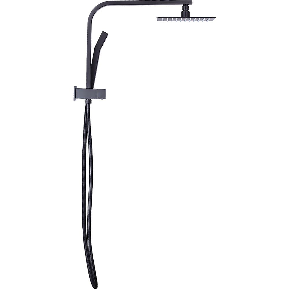 WELS 8" Rain Shower Head Set Square Dual Heads Faucet High Pressure Hand Held