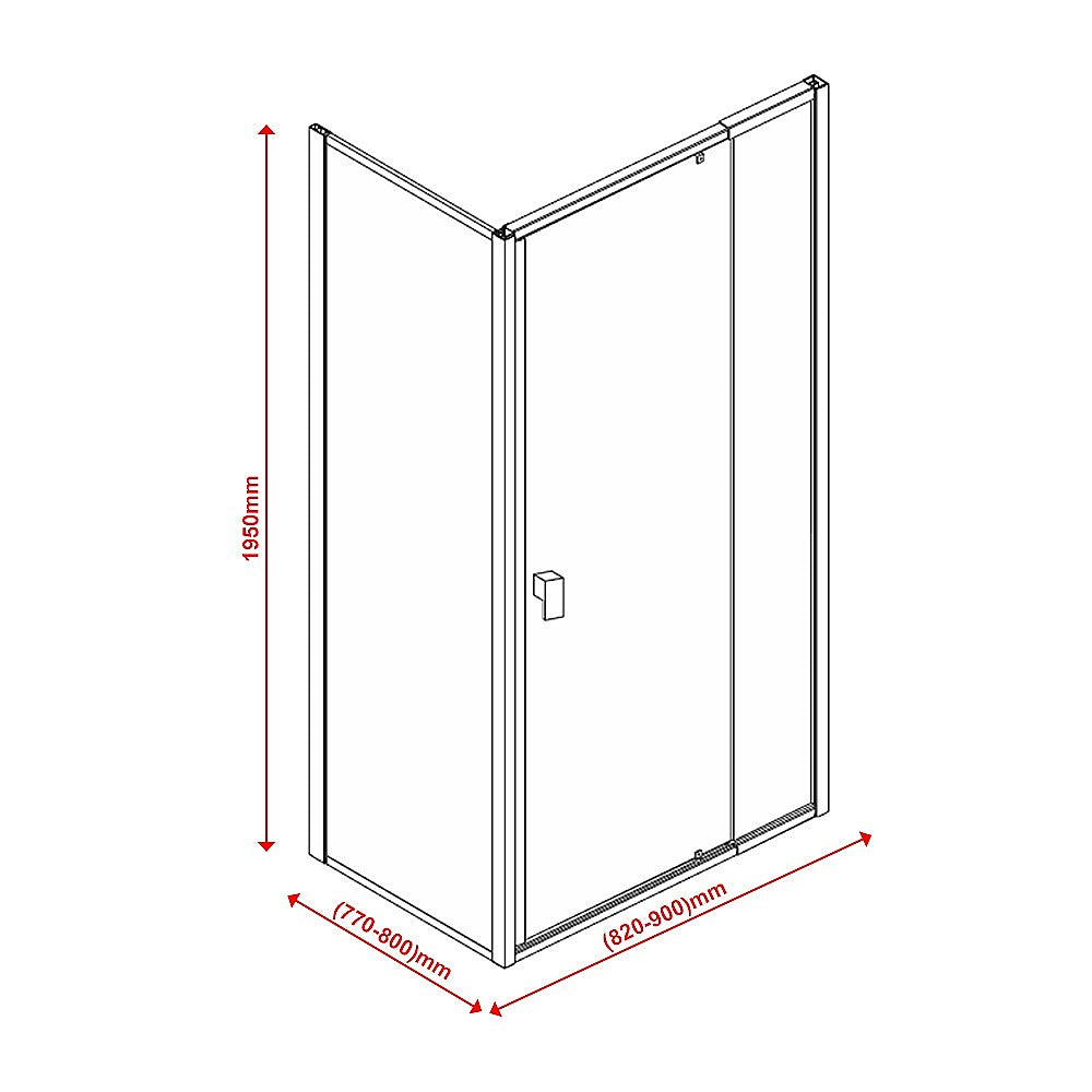 Semi Frameless Shower Screen (82~90)x 195cm & (77~80)x 195cm Side AS/NZS Glass