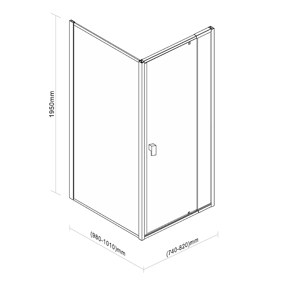 Semi Frameless Shower Screen (74~82)x 195cm & (98~101)x 195cm Side AS/NZS Glass
