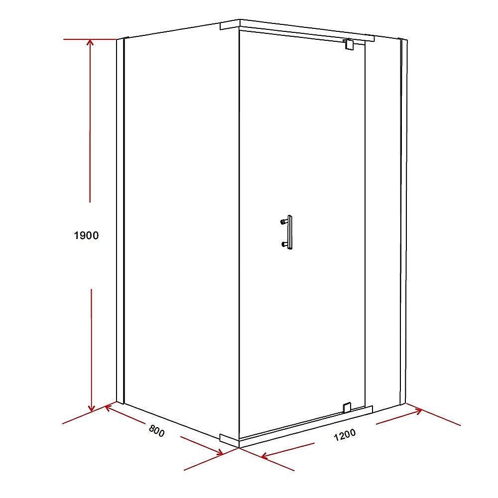 Shower Screen 1200x800x1900mm Framed Safety Glass Pivot Door By Della Francesca