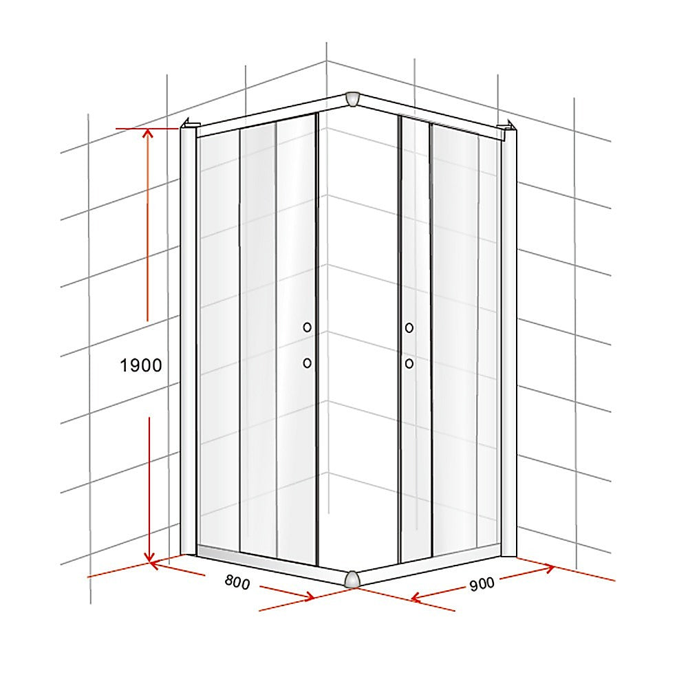 800 x 900mm Sliding Door Nano Safety Glass Shower Screen By Della Francesca