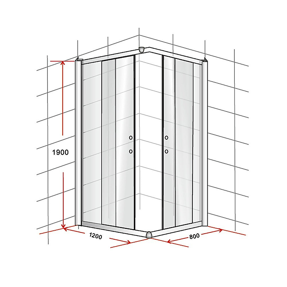 1200 x 800mm Sliding Door Nano Safety Glass Shower Screen By Della Francesca