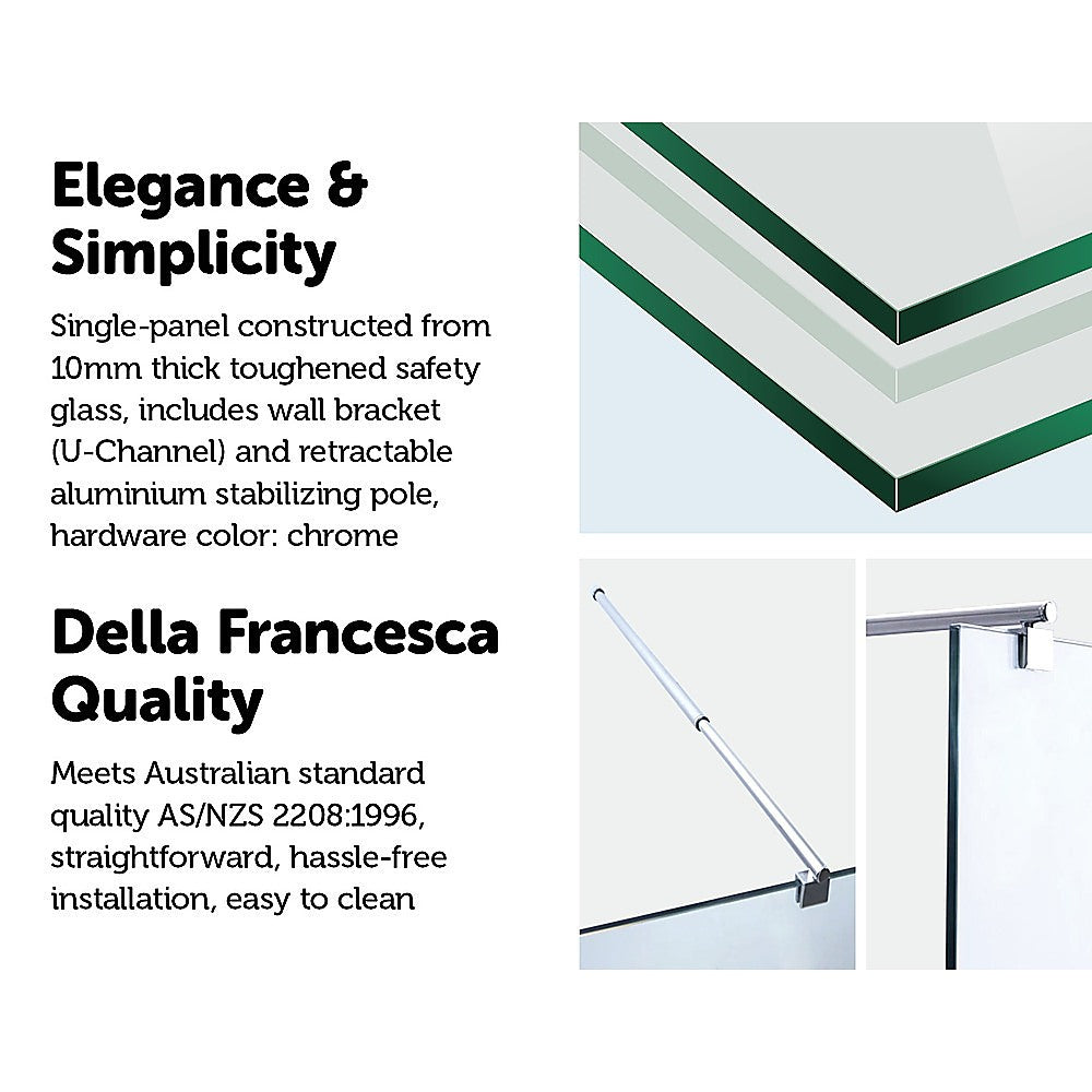1200 x 2100mm Frameless 10mm Safety Glass Shower Screen