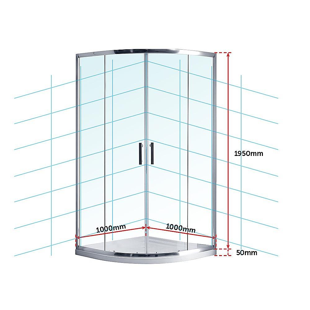 100 x 100cm Rounded Sliding 6mm Curved Shower Screen with Base in Chrome