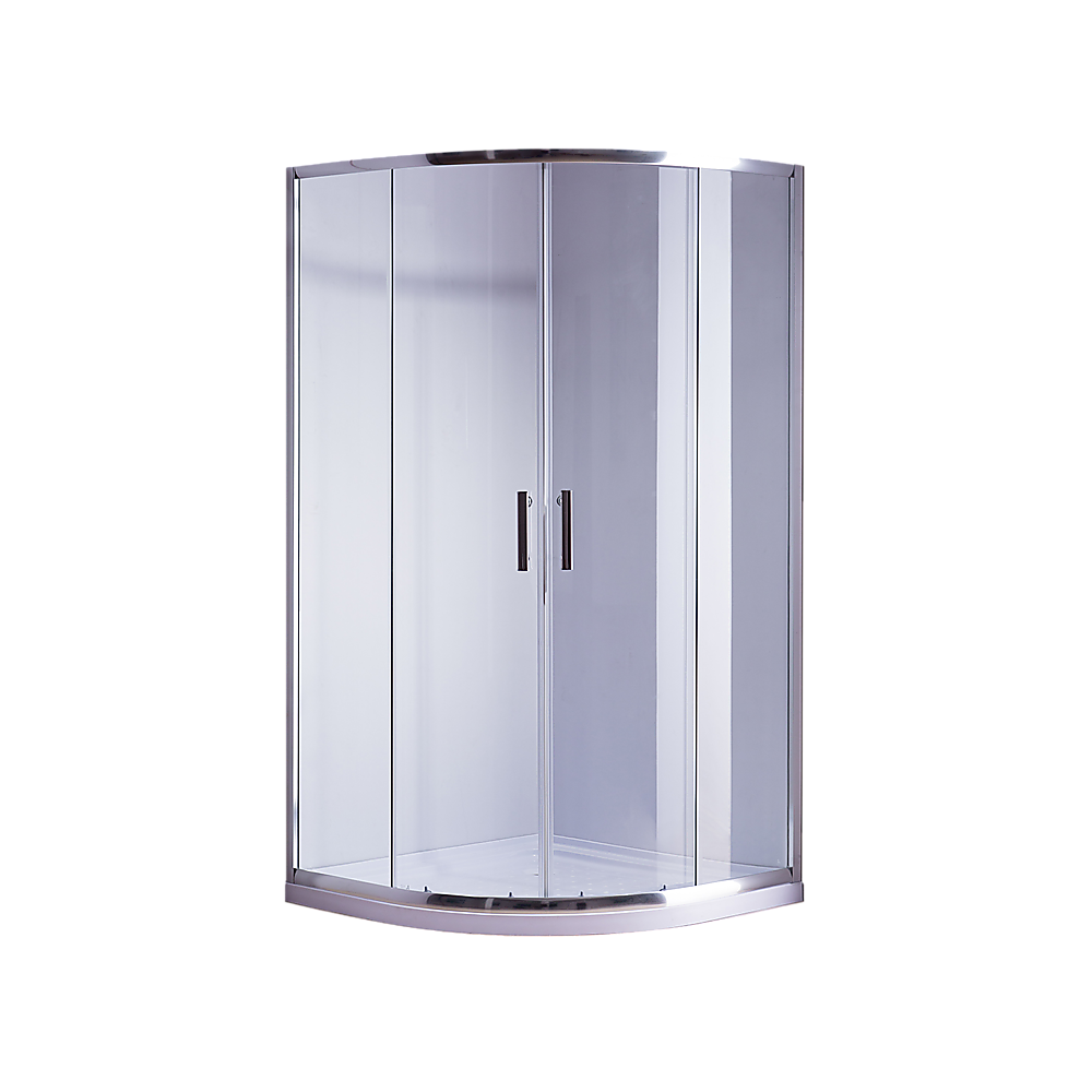 90 x 90cm Rounded Sliding 6mm Curved Shower Screen with Base in Chrome