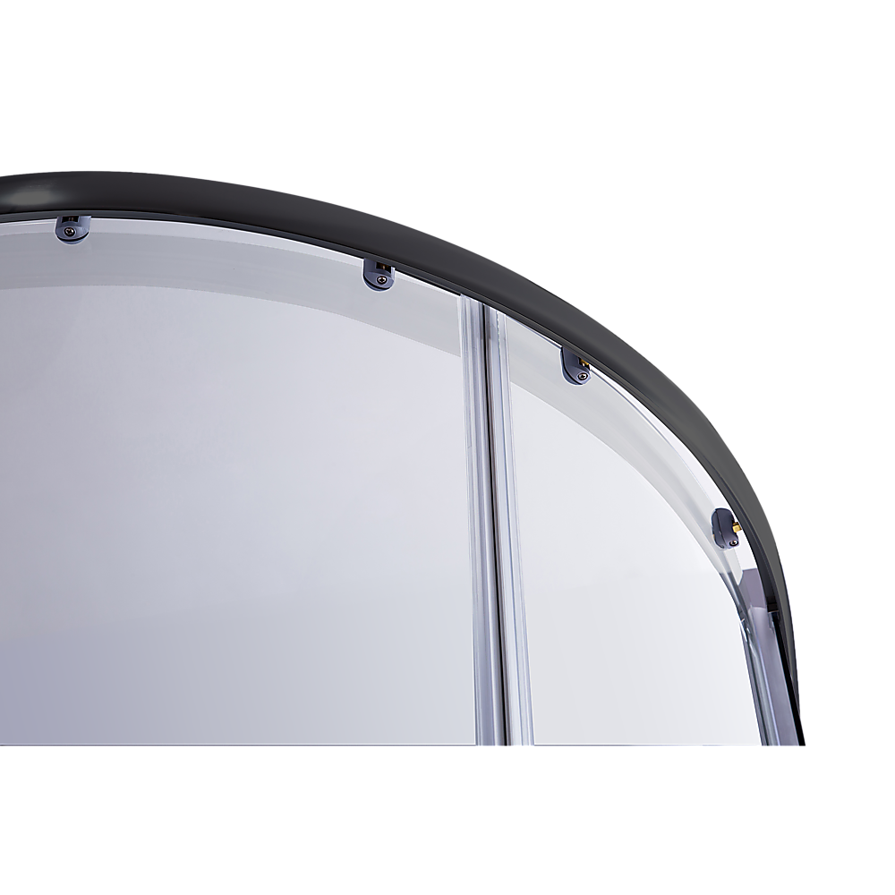 100 x 100cm Rounded Sliding 6mm Curved Shower Screen with Base in Black