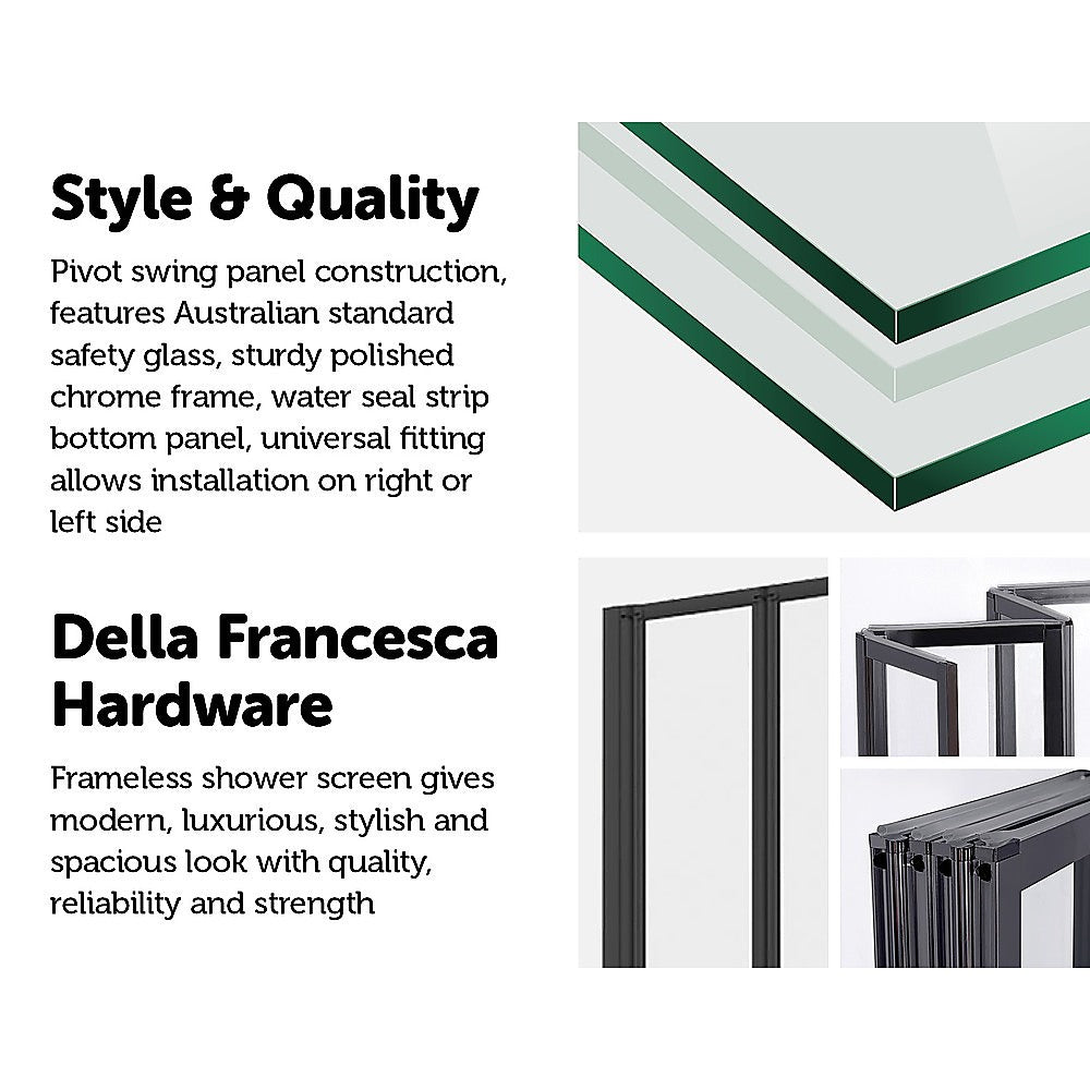 4 Fold Black Folding Bath Shower Screen Door Panel 1000 x 1400mm