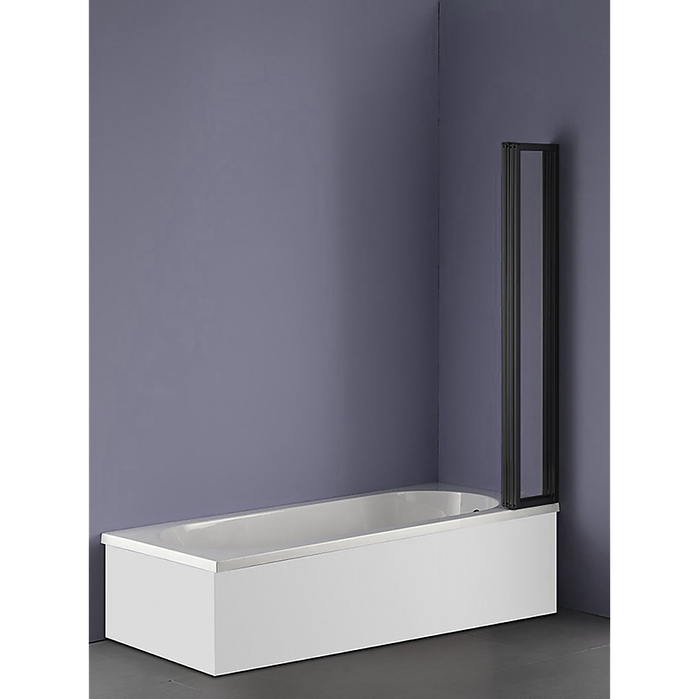 4 Fold Black Folding Bath Shower Screen Door Panel 1000 x 1400mm