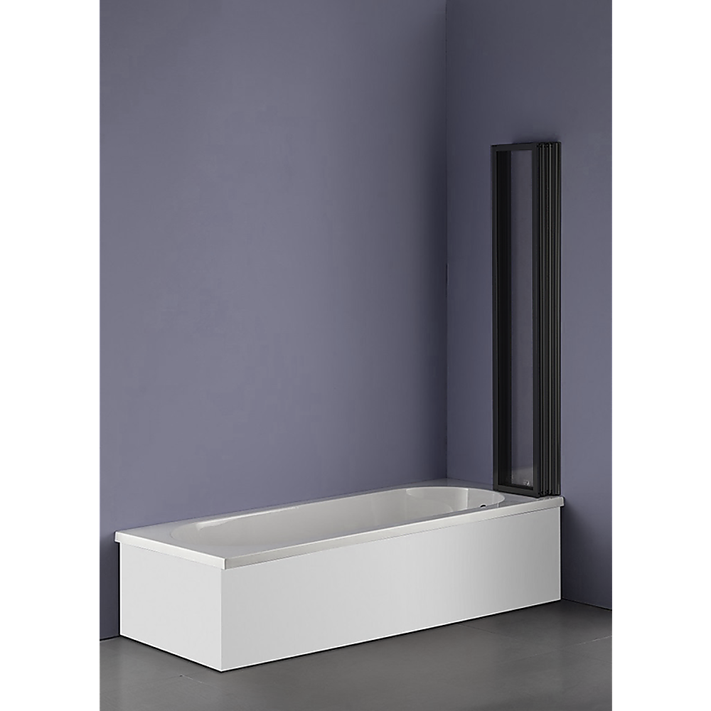 4 Fold Black Folding Bath Shower Screen Door Panel 1000 x 1400mm